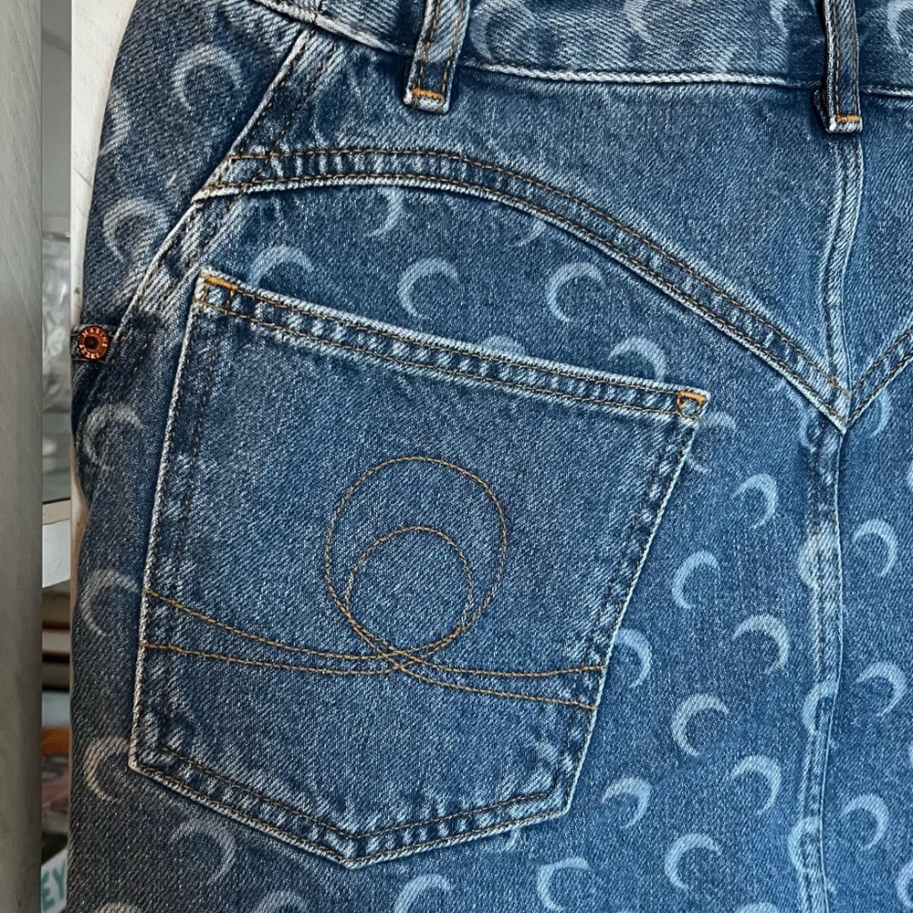 Marine Serre Crescent Pattern Denim Mini Skirt - Picture 4 of 11